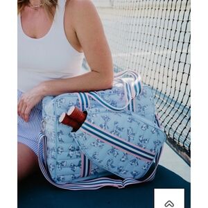 Katydid Pastel Blue Tote with Bow Print